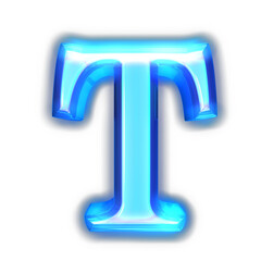 Blue symbol glowing around the edges. letter t