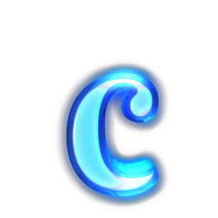 Blue symbol glowing around the edges. letter c