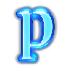 Obraz premium Blue symbol glowing around the edges. letter p