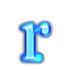 Blue symbol glowing around the edges. letter r