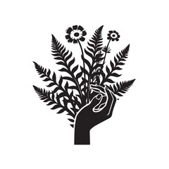 Ferns in cartoon, doodle style. 2d vector illustration in logo, icon style. AI Generative