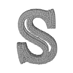 Symbol made of gray cubes. letter s