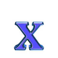 Blue symbol in a blue frame. letter x