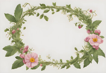 Floral frame, wreath of flowers, Balsamita major Desf, just in the edges of the picture