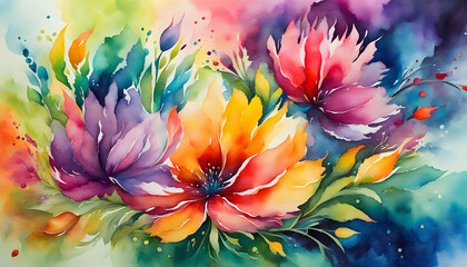 Abstract floral watercolor, grunge floral background, abstract colorful watercolor paintings for background,