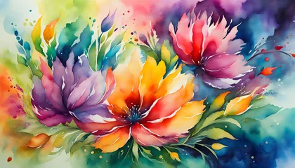 Crédence de cuisine en verre imprimé Papillons en grunge Abstract floral watercolor, grunge floral background, abstract colorful watercolor paintings for background,