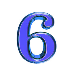 Blue symbol in a blue frame. number 6