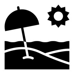 Beach black solid glyph icon