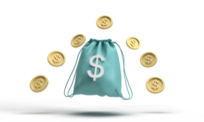 Bag coin golden yellow orange color dollar us currency financial investment business saving banking money budget growth tax planning retirement deposit fund marketing debt income cash earning stack 