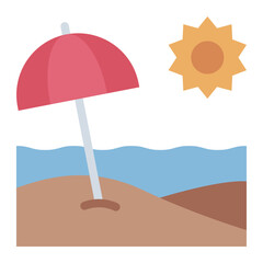 Beach colorful flat icon