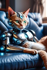 Elegant cyborg cat 