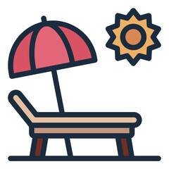 Sunbathing colorful filled line icon