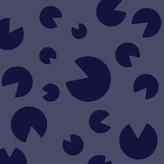 Dark blue circles with triangular segments removed on blue backgroujnd