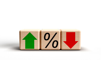 green color growth up red pink down crisis business rate percent symbol sign arrow price bank credit loan economy discount value rise cost reduction trade recession risk tax currency discount sale  © StreetOnCamara