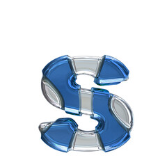 Silver symbol with blue inlays. letter s