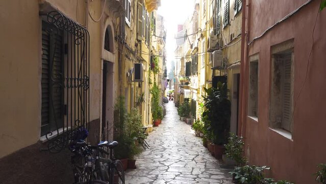 streets of historic Center of Kerkyra town