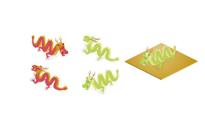 isometric, 辰, 龍, 竜, りゅう, 干支