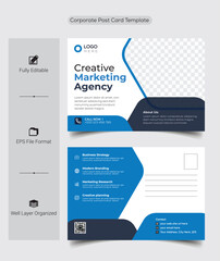 Modern Corporate business postcard, digital marketing agency postcard design, EDDM Postcard, suitable for Landscape flyer or Landscape brochure cover design