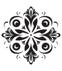 Ornamental round flower pattern isolated on white background. Black outline mandala. Geometric circular pattern. Vector illustration.