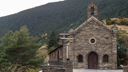 church in the mountains andorran - 678412733