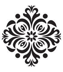 Ornamental round flower pattern isolated on white background. Black outline mandala. Geometric circular pattern. Vector illustration.