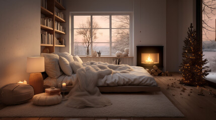 Warming Coziness in a Minimalistic-Styled Room, Embracing Nordic Simplicity