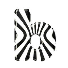 White symbol with black thin vertical straps. letter b