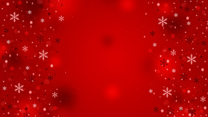  A bright and festive red background with snowflakes for christmas and holiday projects, such as greeting cards, invitations. © Irina