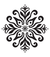 Ornamental round flower pattern isolated on white background. Black outline mandala. Geometric circular pattern. Vector illustration.