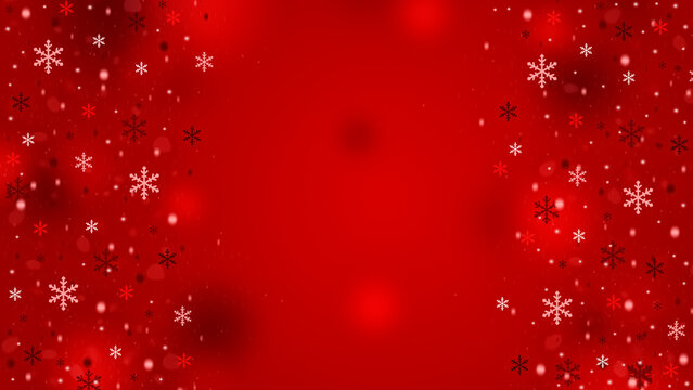  A bright and festive red background with snowflakes for christmas and holiday projects, such as greeting cards, invitations.