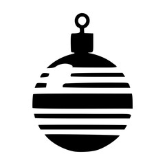 Obraz premium Black silhouette of a Christmas ornament with a simple pattern, ideal for holiday themes. Vector Illustration
