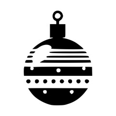 Black silhouette of a Christmas ornament with simple pattern, ideal for holiday themes. Vector Illustration