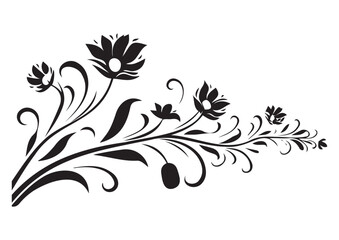 Illustration drawing of beautiful black flower pattern,eps,cut file