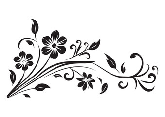 Illustration drawing of beautiful black flower pattern,eps,cut file