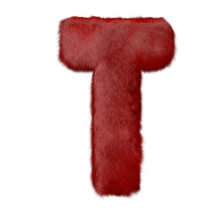 Symbol made of red fur. letter t
