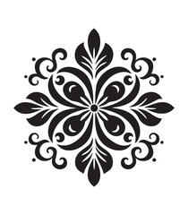 Ornaments Mandala Floral Silhouette  İllüstrasyon,eps, cut file