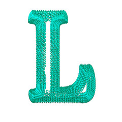 Symbol made of turquoise dollar signs. letter l