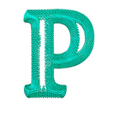 Symbol made of turquoise dollar signs. letter p - obrazy, fototapety, plakaty