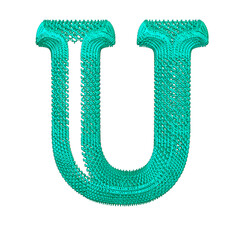 Symbol made of turquoise dollar signs. letter u