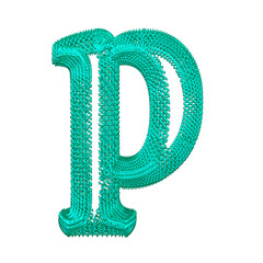 Symbol made of turquoise dollar signs. letter p - obrazy, fototapety, plakaty