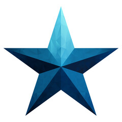 Blue star triangle low poly icon on transparent background