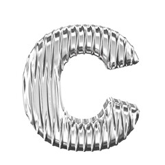 Silver symbol with vertical ribs. letter c