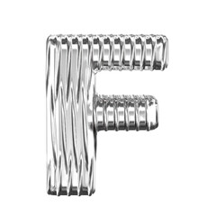 Silver symbol with vertical ribs. letter f