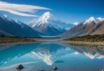 Crédence de cuisine en verre imprimé Aoraki/Mount Cook Peak of Aoraki: New Zealand's tallest mountain