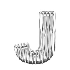 Silver symbol with vertical ribs. letter j