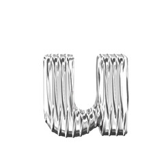 Silver symbol with vertical ribs. letter u