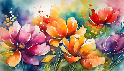 Obraz na płótnie Canvas Abstract floral watercolor, grunge floral background, abstract colorful watercolor paintings for background,