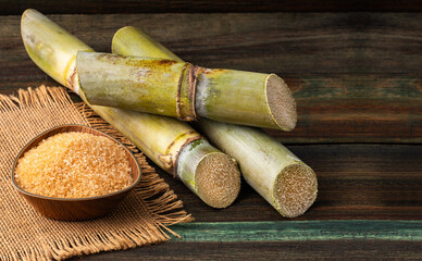 Brown sugar with natural cane stems - Saccharum officinarum