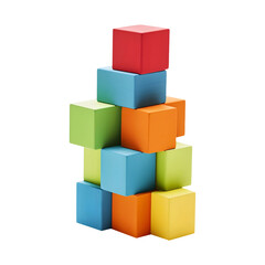 Colorful Building Blocks isolated on transparent background, AI