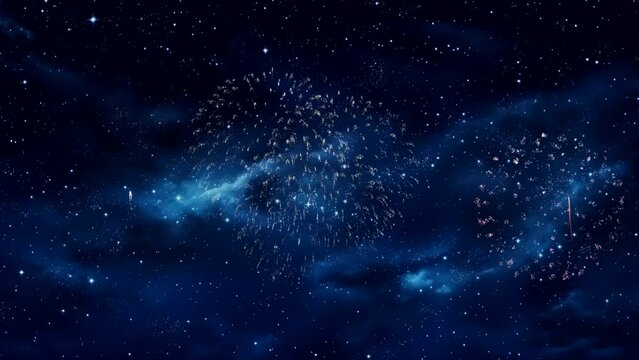 firework on night sky for celebration happy new year 2024 video background looping template 4k	
